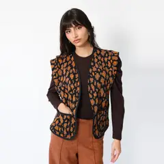 NATALIA SEGUEL - Chaquetilla Ana Café Moro Florecitas