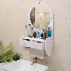 GENERICO - Repisa Organizadora de Baño con Espejo y Cajones Mueble Funcional