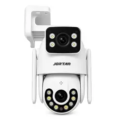 GENERICO - Cámara Seguridad Wifi Exterior Doble Lente 4K Jortan + Memoria HP 64GB Original - Visión Nocturna Color IP66