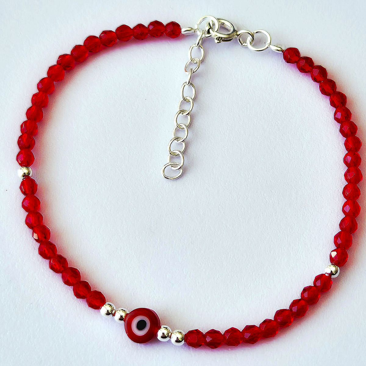 GENERICO - Pulsera Roja Ojo turco plata 925 con Cristales