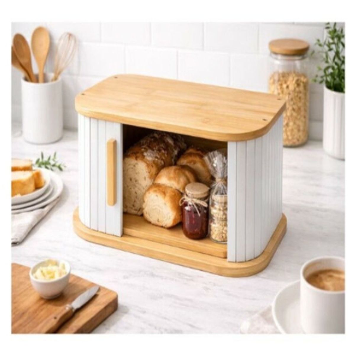 GENERICO - Caja Pan Madera Color Surtido Organizador Cocina Panera