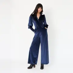 NATALIA SEGUEL - Enterito Mara Terciopelo Azul Francia - Diseño de Autor -