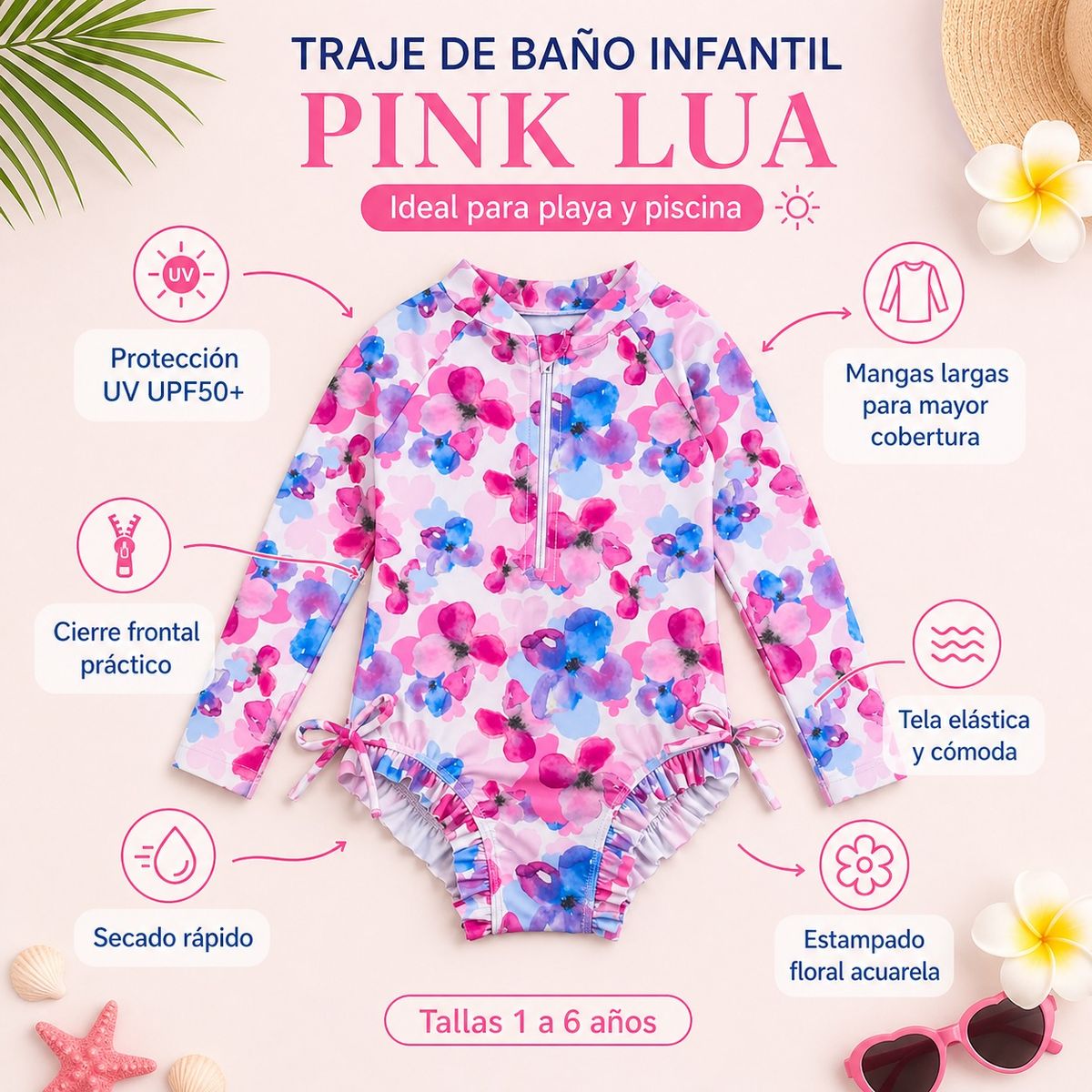 MAMBOKIDS - Traje de Baño Pink Lua Niña - Mambo Kids