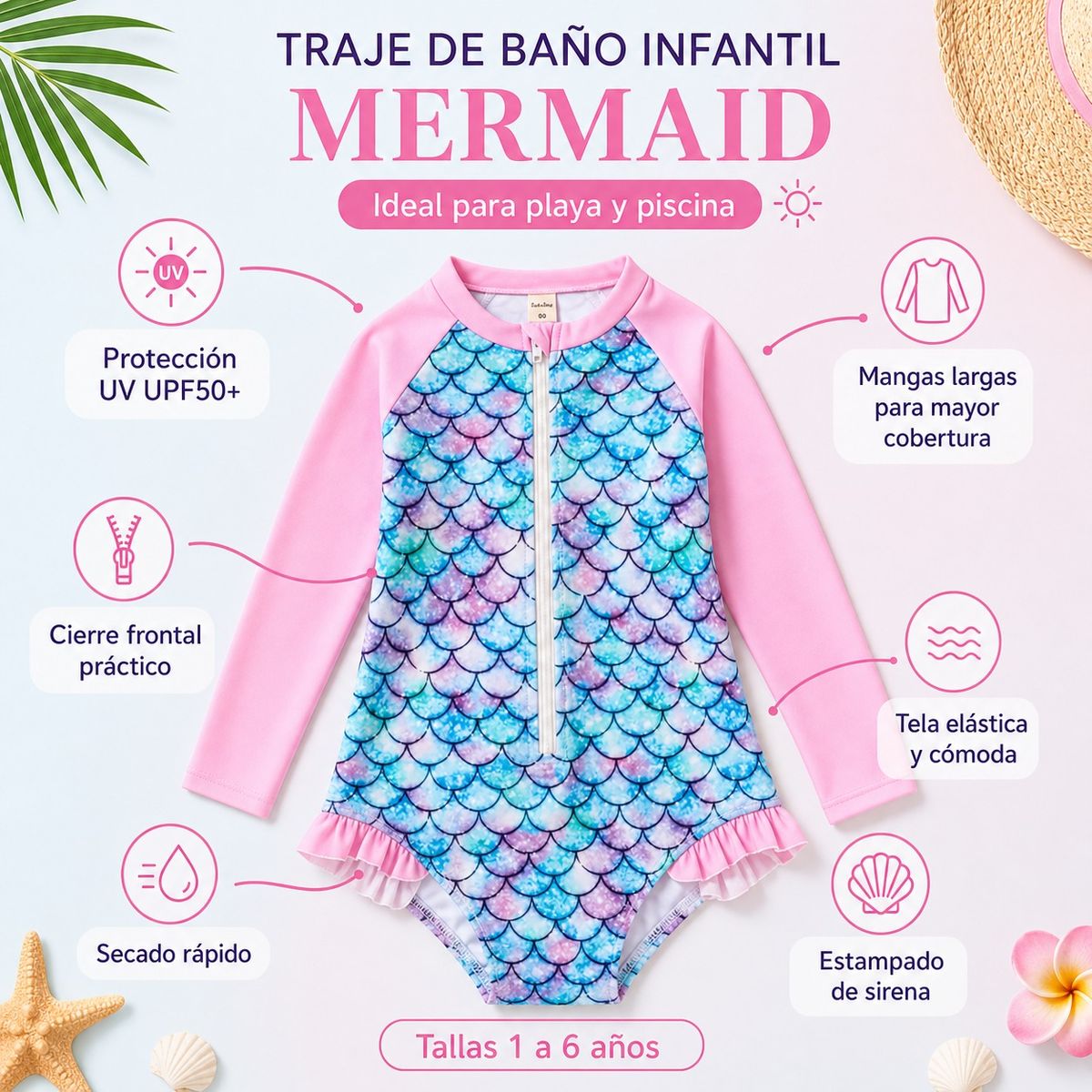 MAMBOKIDS - Traje de Baño Mermaid Niña - Mambo Kids