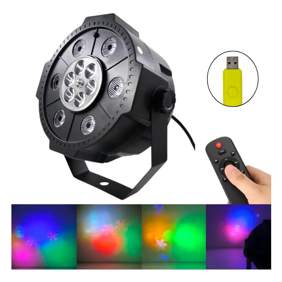 GENERICO - Luces Led Disco Proyector Con Usb Pendrive Parlante