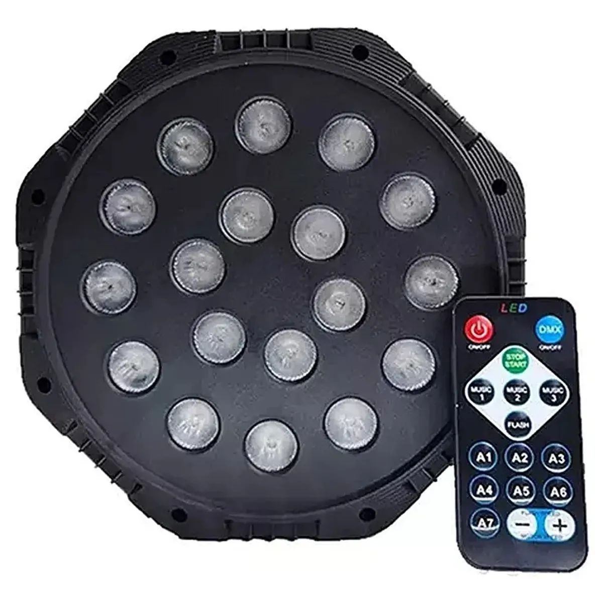 GENERICO - Proyector Led Rgb Soquete E27 Luz Fiesta 18 Leds + Bluetooth