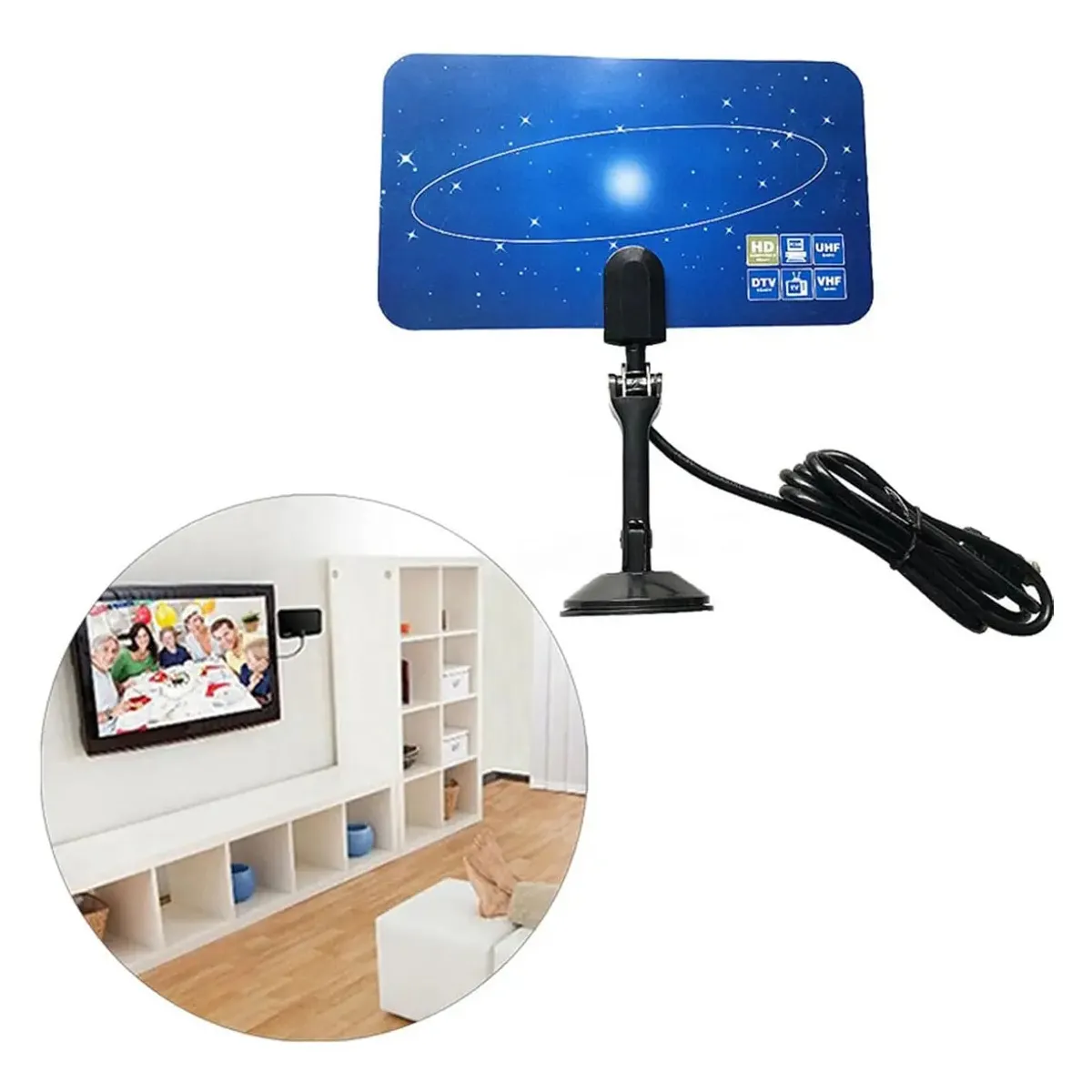GENERICO - Antena De Tv Digital De Interior Hdtv Dtv Hd Vhf Uhf