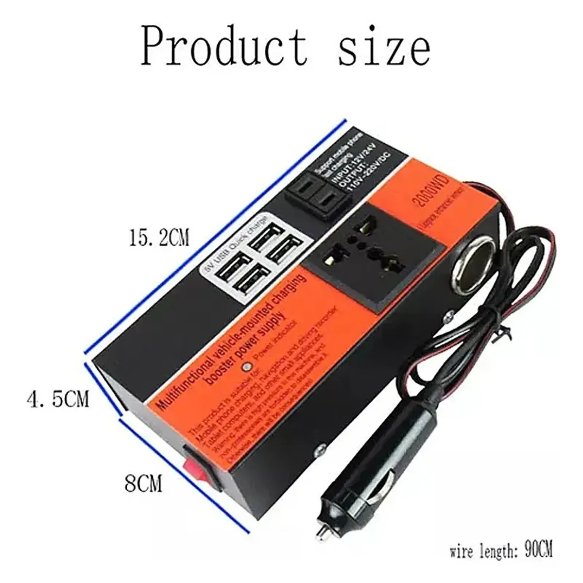 GENERICO - Inversor De Voltaje Auto Convertidor Corriente 12v 220v 1.5k