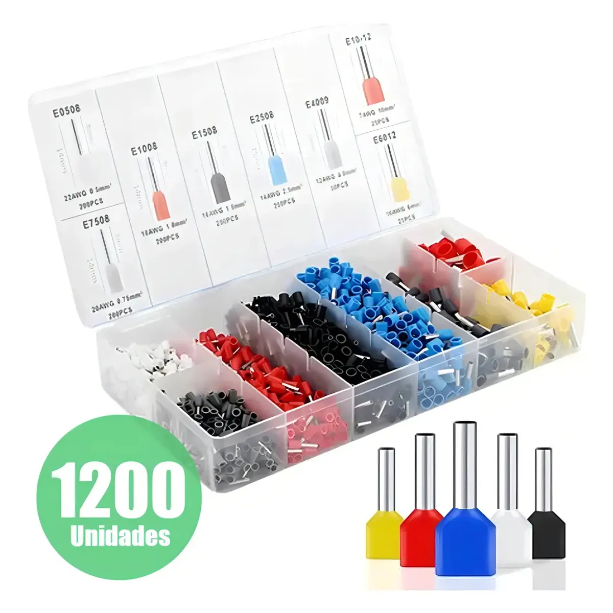 GENERICO - Kit Terminales Electricos Ferrules 1200 Tazones Y Vasos Térmicos