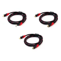 GENERICO - Pack 3 Cable Hdtv 3 Metros Mts Full Hd Blindado Y Enmallado