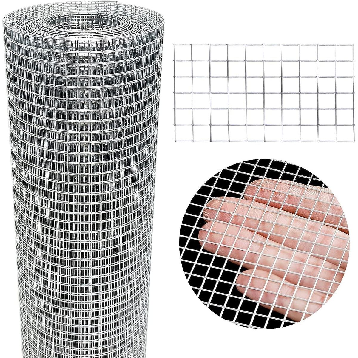 Malla Metalica Galvanizada,90cmx6m,Agujeros 15 mm,para Jaulas de Conejos, Jardín, Roedores Pequeños, marca KUANGYE - Foto Principal