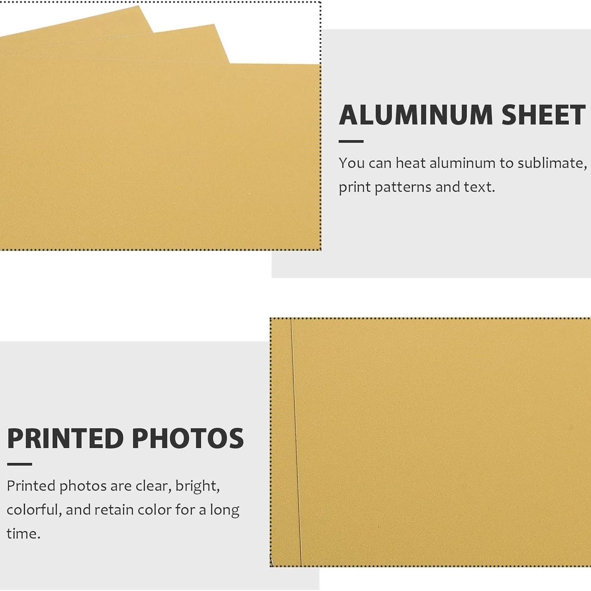 KUANGYE - 10 Placas Lamina Aluminio Sublimacion Sublimar Color Doradas 20x30 Cm