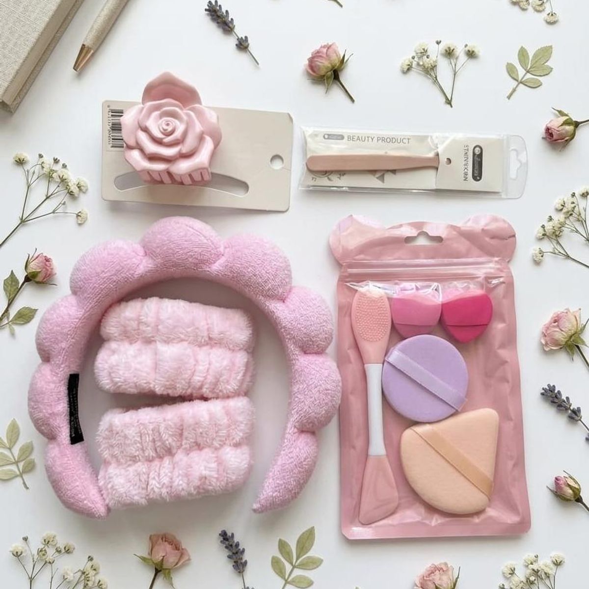 GENERICO - Kit De Belleza Skincare con cintillo Y Accesorios  Rosado
