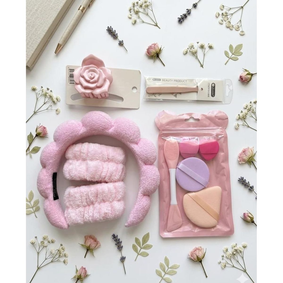 GENERICO - Kit De Belleza Skincare con cintillo Y Accesorios  Rosado