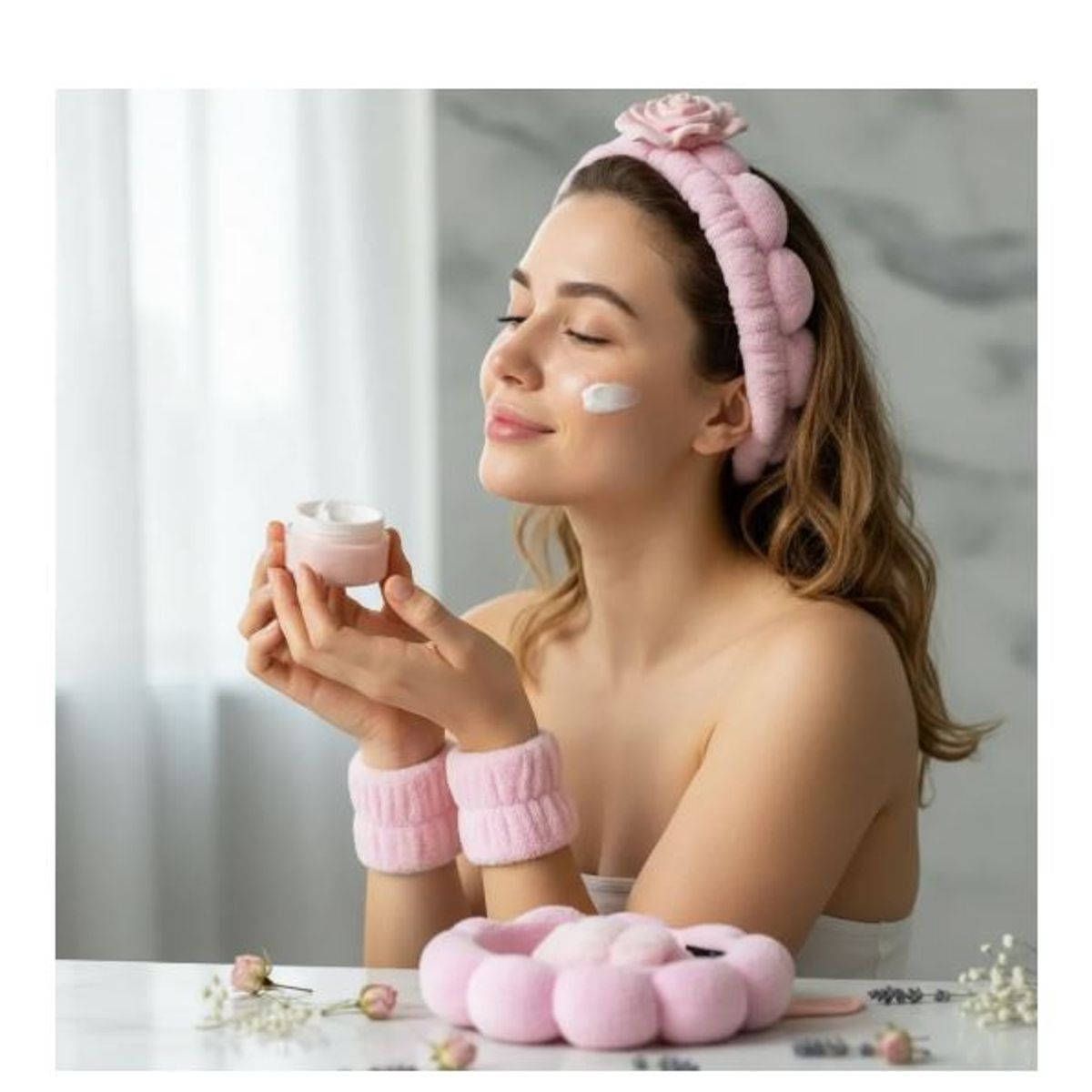 GENERICO - Kit De Belleza Skincare con cintillo Y Accesorios  Rosado