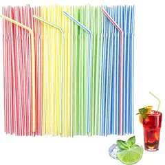 GENERICO - Pack 200 Pajitas Flexibles Desechables Plástico Para Fiestas Picnic Bebidas Restaurante