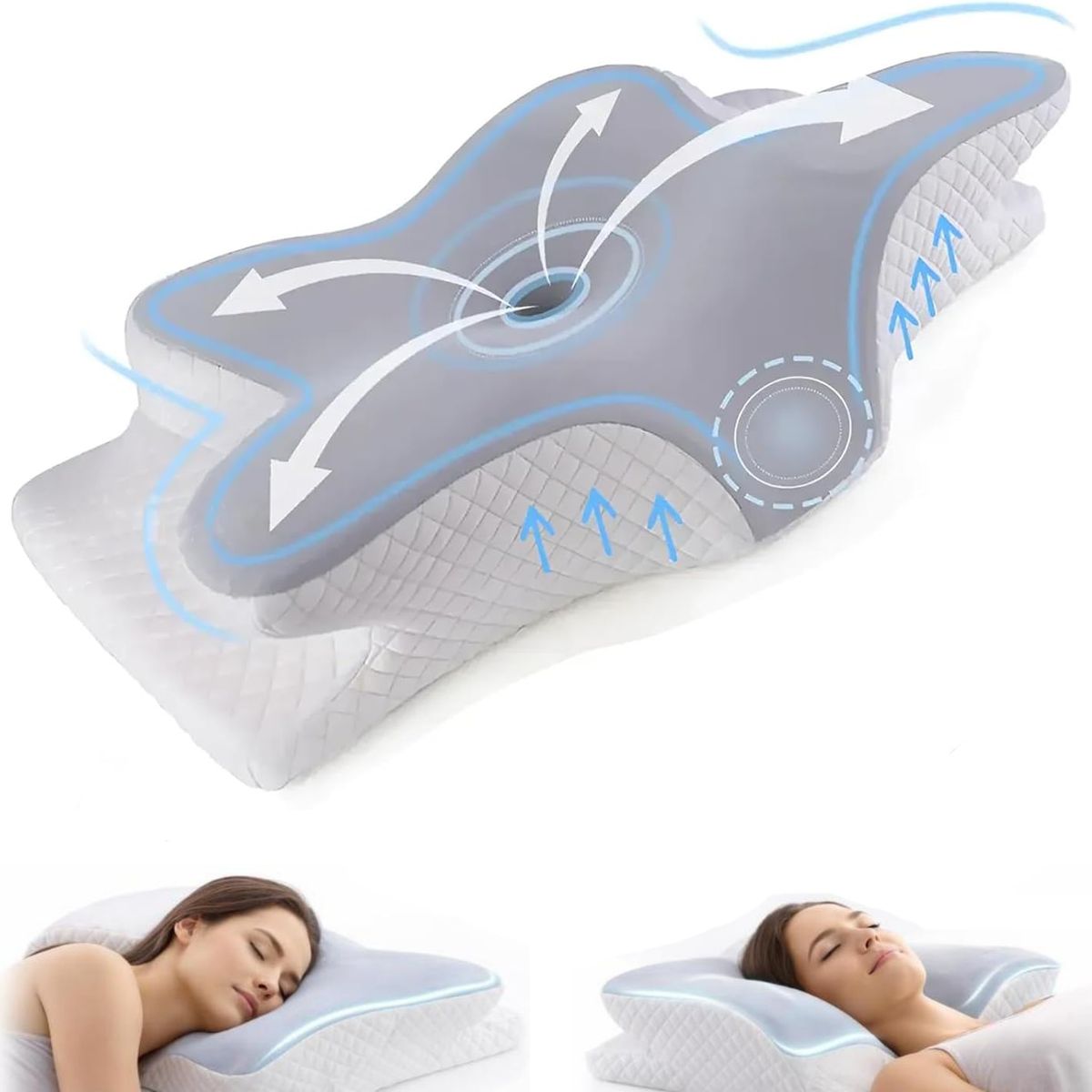 KUANGYE - Almohada Cervical para aliviar el Dolor Cuello y Hombros,Espuma viscoelástica sin Olor para Dormir