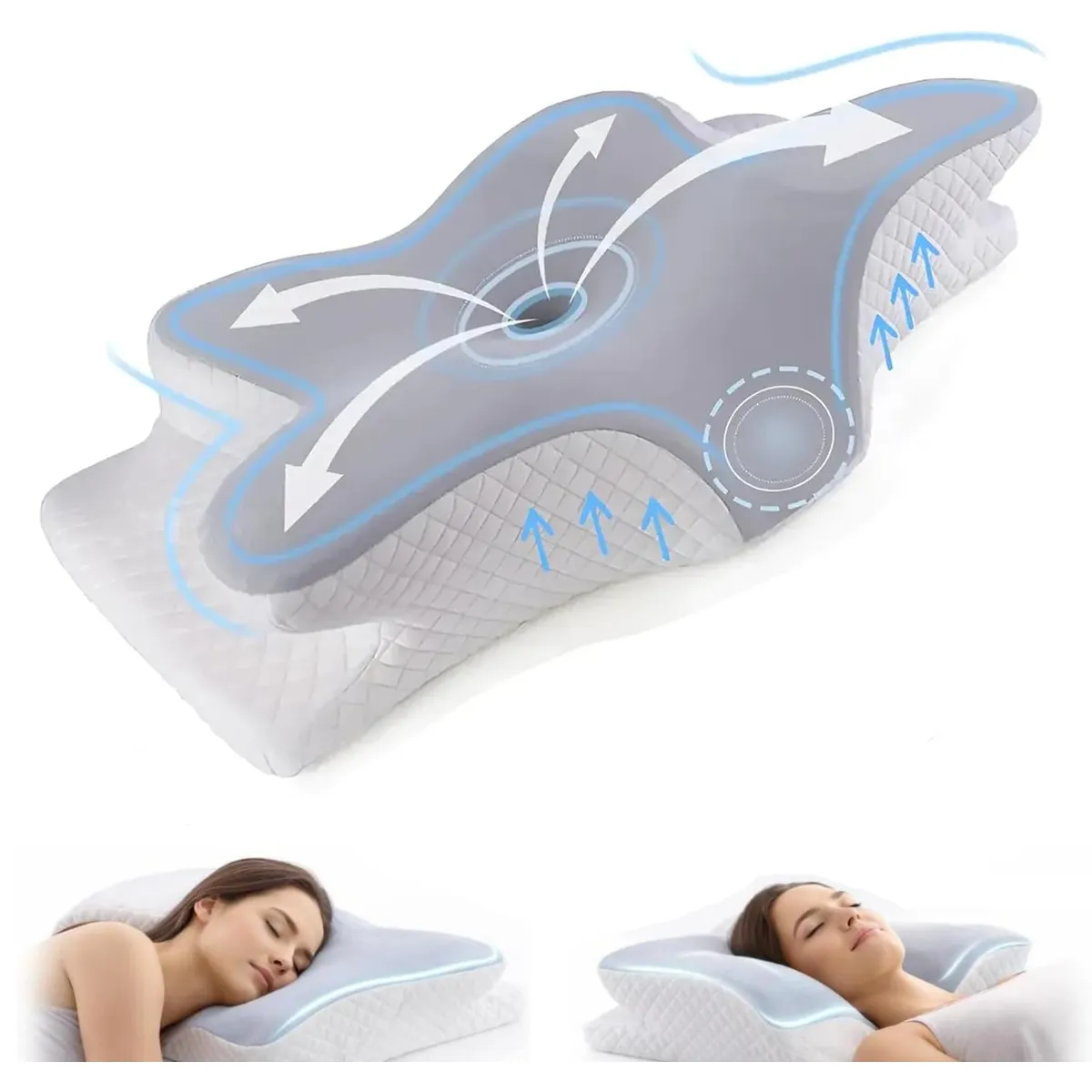 KUANGYE - Almohada Cervical para aliviar el Dolor Cuello y Hombros,Espuma viscoelástica sin Olor para Dormir