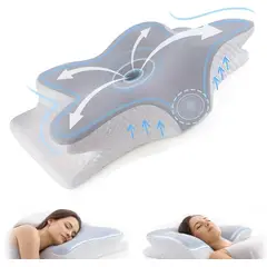 KUANGYE - Almohada Cervical para aliviar el Dolor Cuello y Hombros,Espuma viscoelástica sin Olor para Dormir