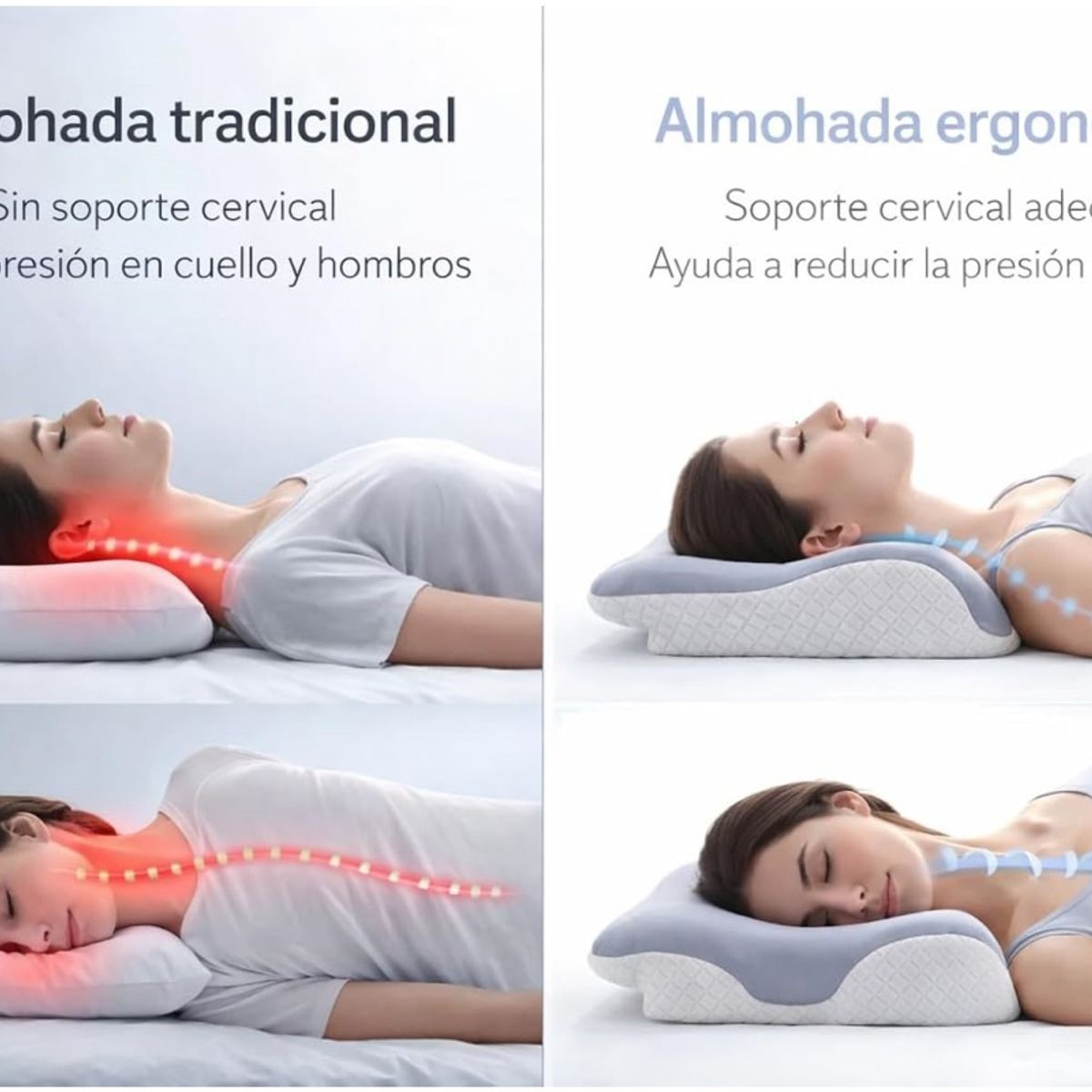 KUANGYE - Almohada Cervical para aliviar el Dolor Cuello y Hombros,Espuma viscoelástica sin Olor para Dormir