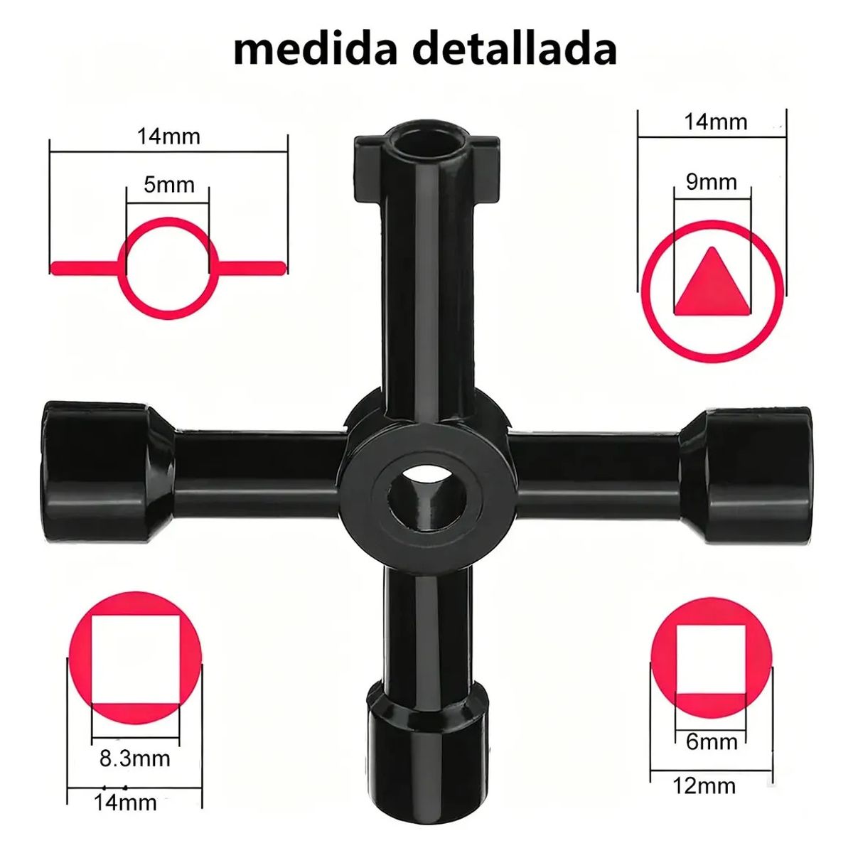 GENERICO - Llave Universal De 4 Puntas Llave De Utilidad Multifuncional