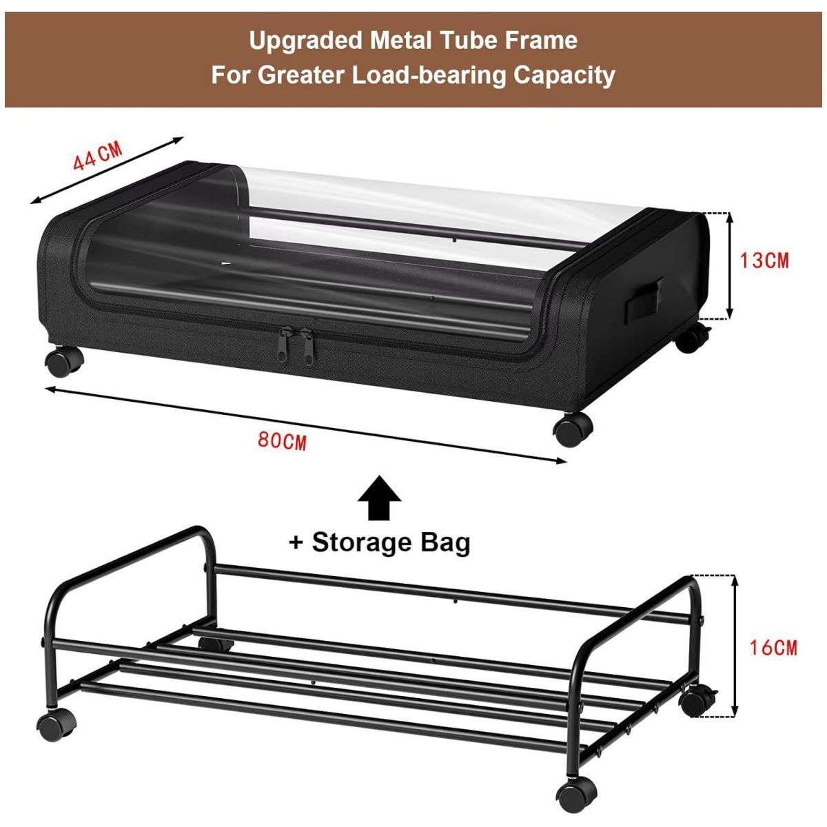 KUANGYE - Cajas Almacenaje Ropa 80X44X16cm,Organizador De Ropa Metal P/ Debajo Cama Con Ruedas de 360