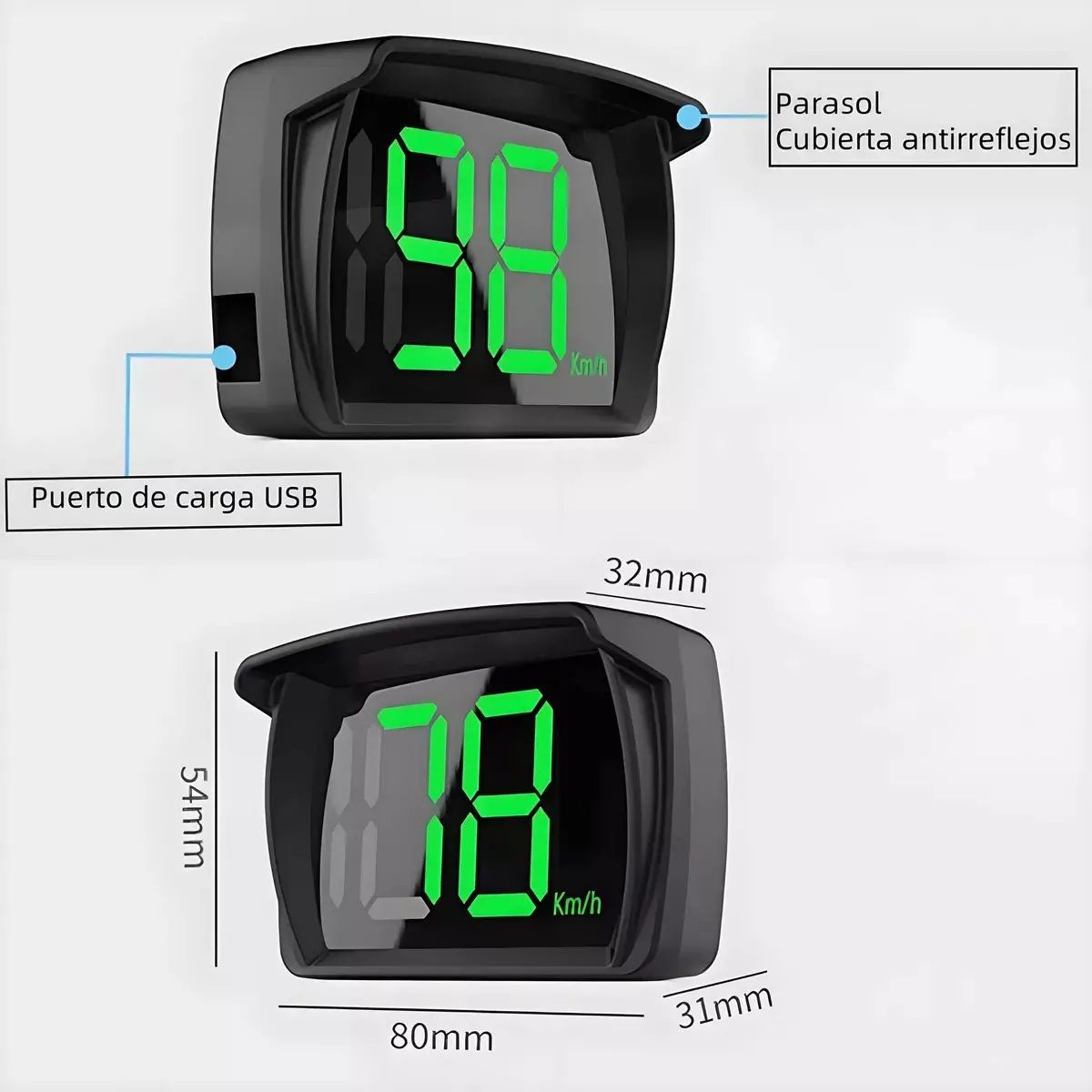 GENERICO - Medidor Velocidad Velocímetro Digital Usb Kmh Mide Por Gps