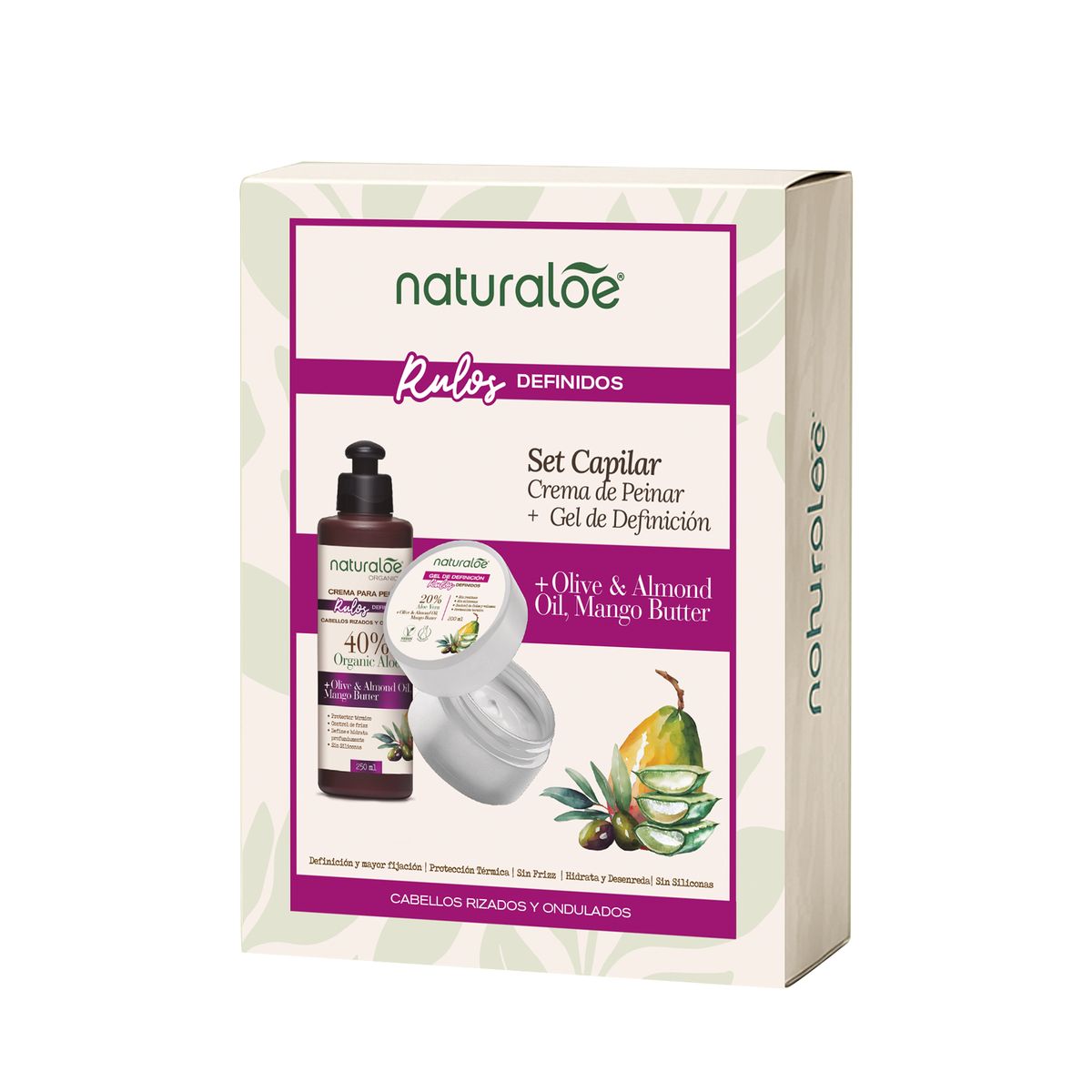 NATURALOE - Estuche Naturaloe Rulos Definidos Gel + Crema Peinar