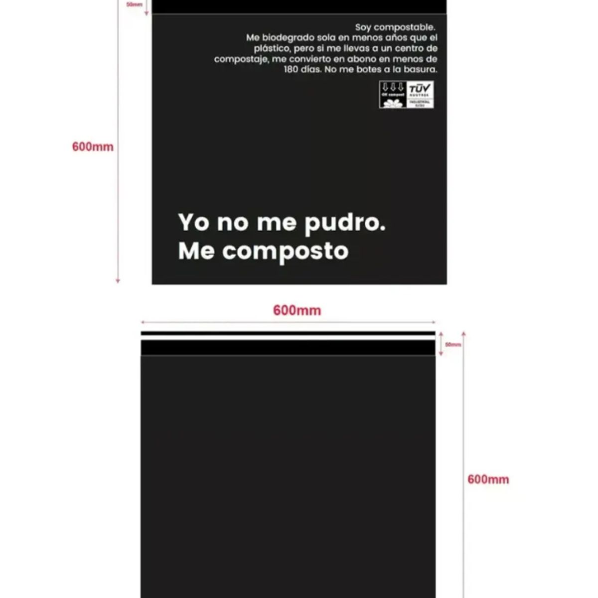 GENERICO - Bolsa Compostable Tipo Courier 60x60 Cm, 250 Unidades