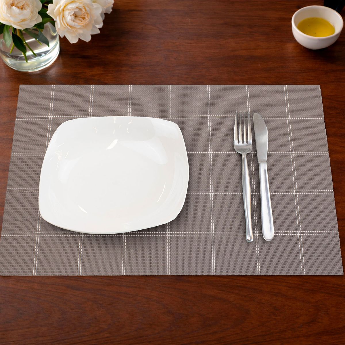NAUTICA - Pack 4 Individuales de mesa Nautica Home 45x30cm café a cuadros