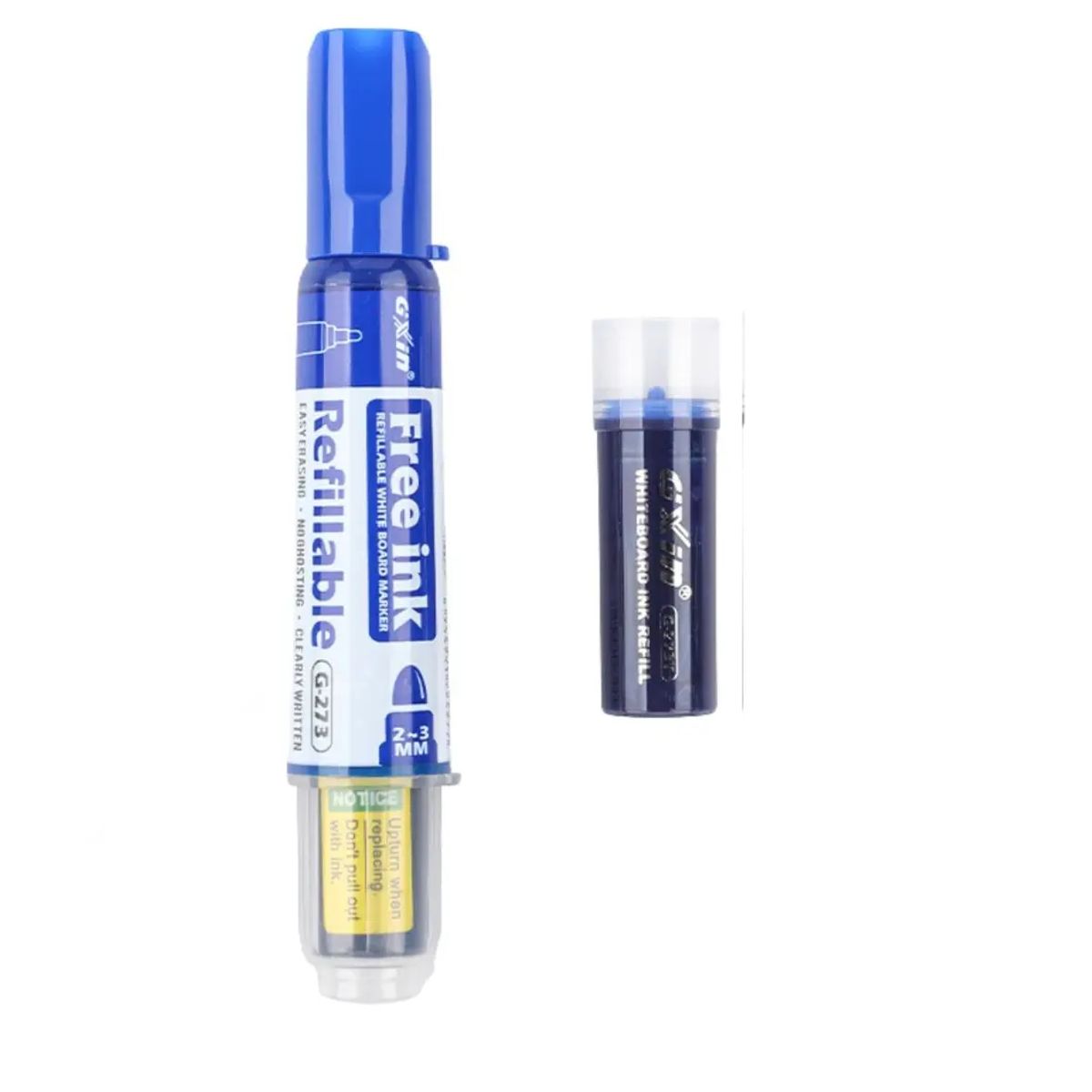 GENERICO - Set 3 Plumones Recargables Para Pizarras + 3 Recargas Azul