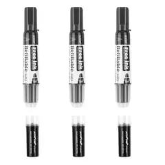 GENERICO - Set 3 Plumones Recargables Para Pizarras + 3 Recargas Negro