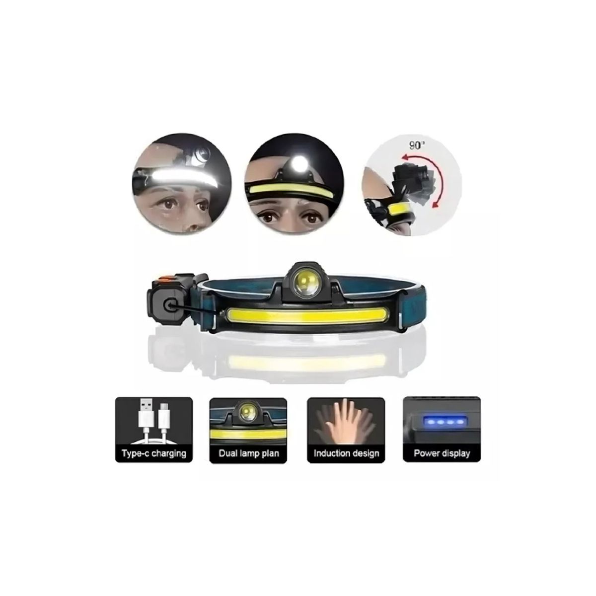 GENERICO - Linterna Frontal Led Minero Recargable 5000lum Cintillo