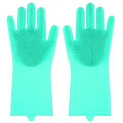 GENERICO - Guantes de silicona con cerdas de limpieza integradas para lavaplatos