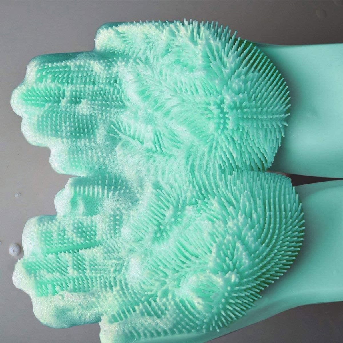 GENERICO - Guantes de silicona con cerdas de limpieza integradas para lavaplatos
