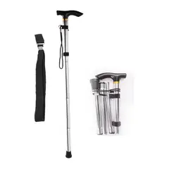 GENERICO - Bastón Ortopédico Plegable De Aluminio Con Mango En T, Ajustable De 85 A 95 Cm, Plateado