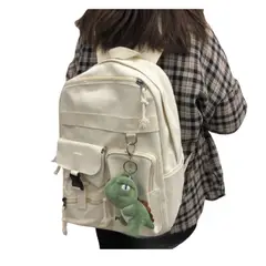 GENERICO - Mochila Estilo Estudiante 15 Litros Con Muñecos Dinosaurio Blanco Liso