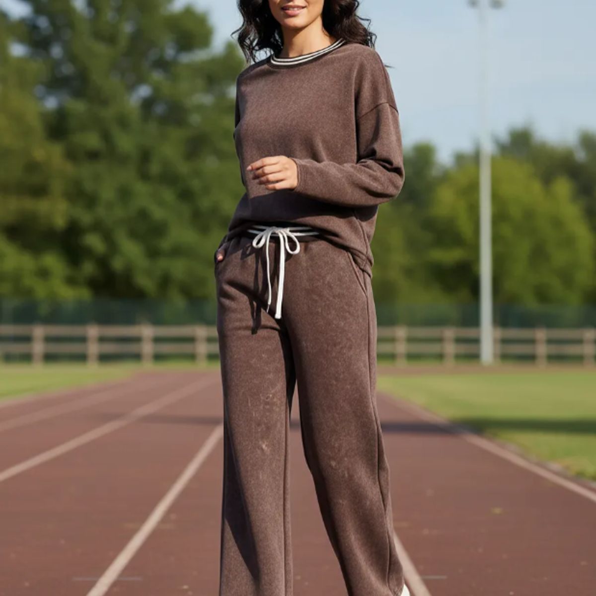AGW - Pack 2 Pantalones Buzo Mujer Pierna Ancha Casual Efecto Lavado
