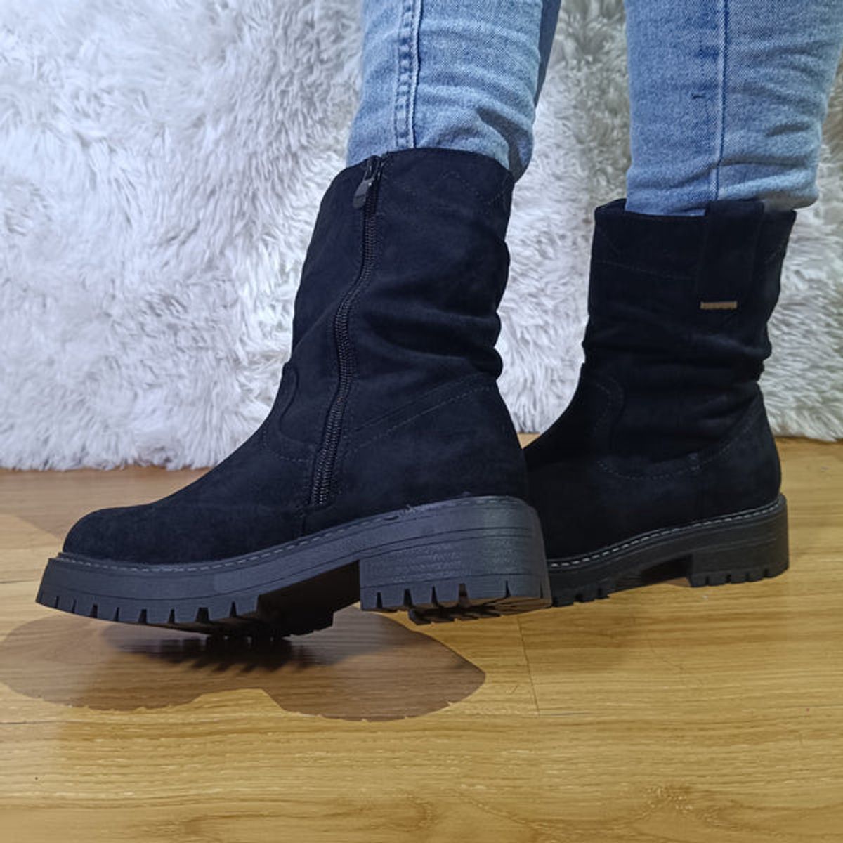 BOTELI - Botin De Mujer Negro Bajo Polar interior