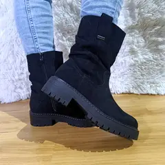 BOTELI - Botin De Mujer Negro Bajo Polar interior