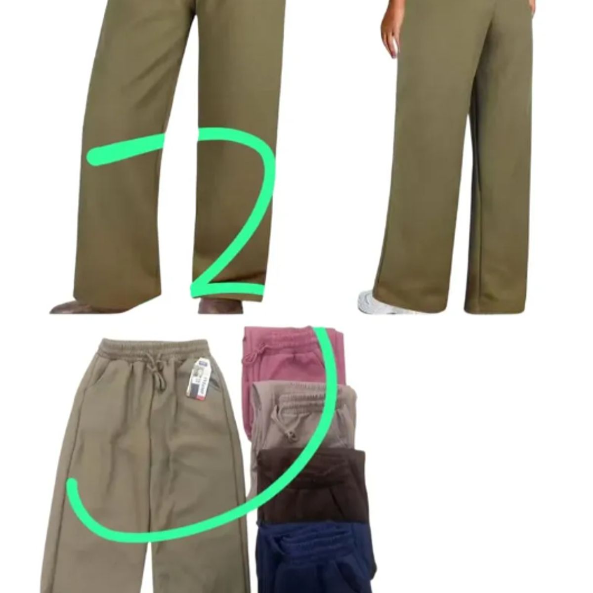 AGW - Pack 2 Pantalones De Buzo Mujer Palazzo Oscuros