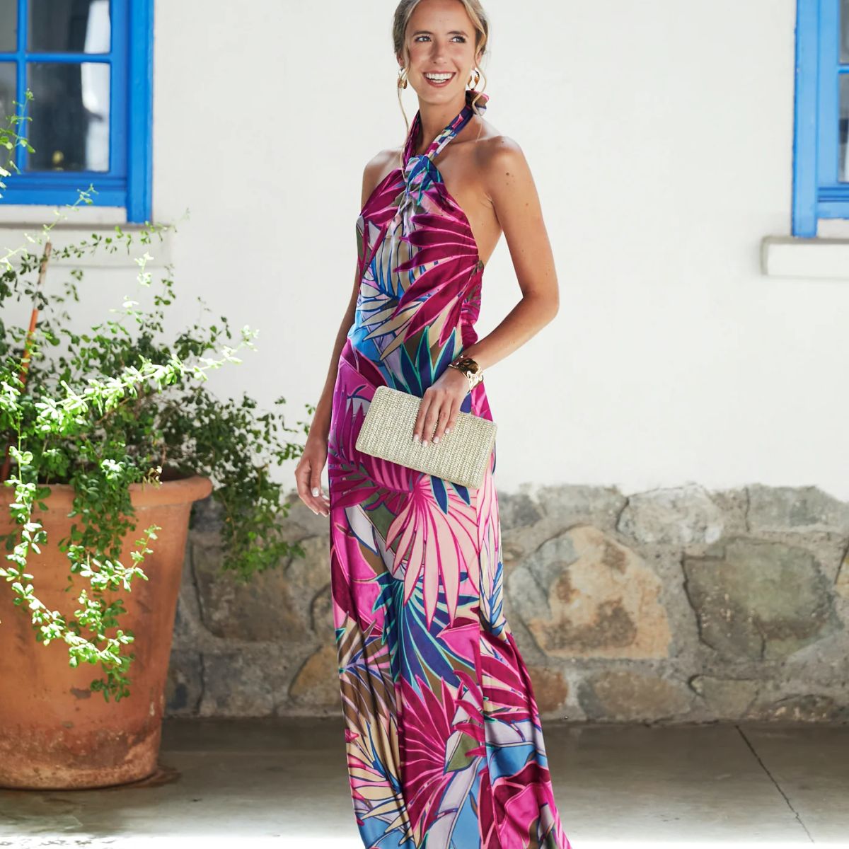 MI PLACARD - Vestido Largo de Fiesta Jazmin Fondo Fucsia