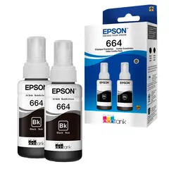 EPSON - Pack 2 Botellas Tinta T664 Color Negro 70ml 4000 pag