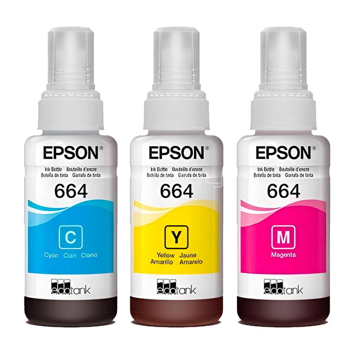 EPSON - Pack 3 Botellas Tinta Epson T664520 Cyan Magenta Amarillo