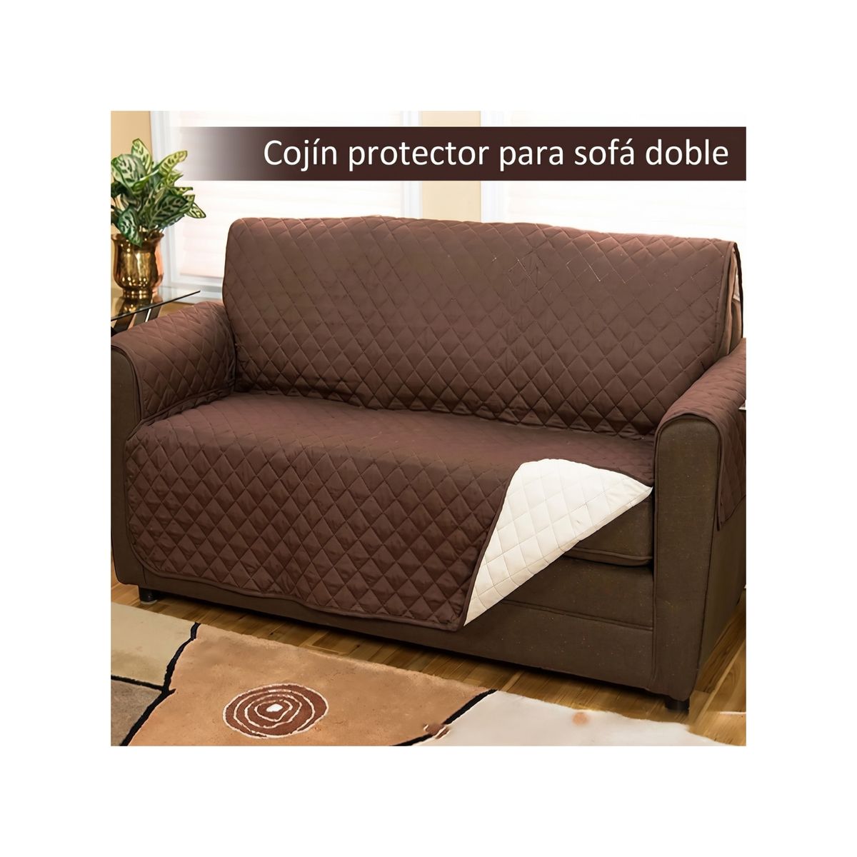 GENERICO - Funda Protectora Acolchada para Sillón 2 Cuerpo Reversible y Lavable