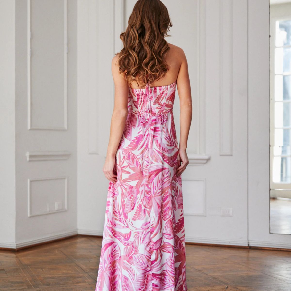 MI PLACARD - Vestido Largo de Fiesta Solana Fondo Rosado