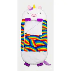 GENERICO - Saco de Dormir 2en1 Peluche+Almohada de Happy Nappers personaje Unicornio Blanco Arcoíris