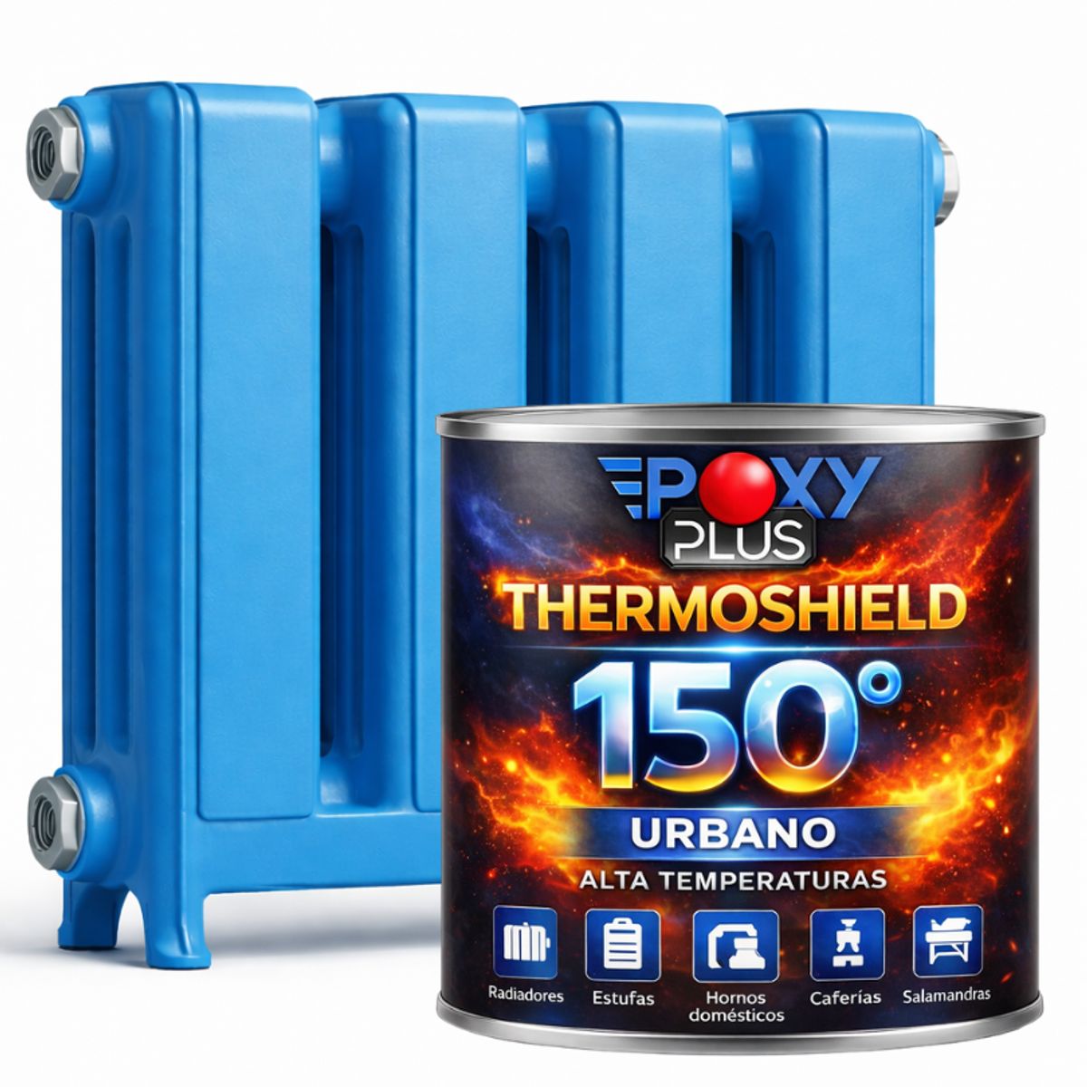 EPOXY - PINTURA ALTA TEMPERATURA - THERMOSHIELD - 1L AZUL ELÉCTRICO