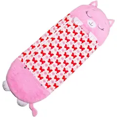GENERICO - Saco de Dormir 2en1 Peluche+Almohada de Happy Nappers personaje La Gatita Rosa