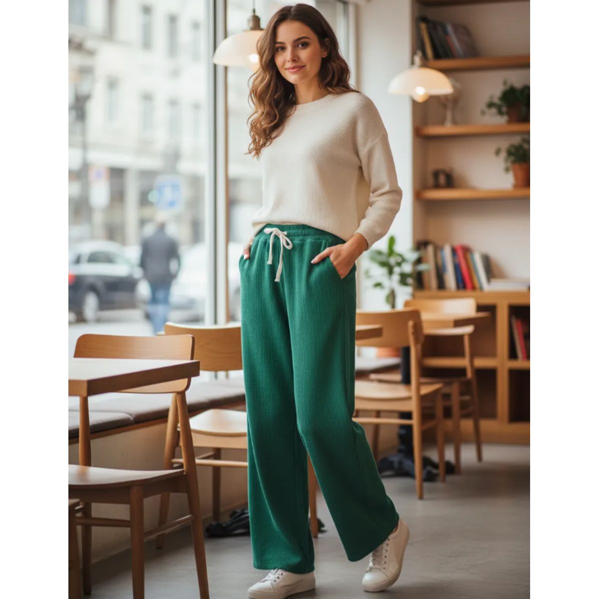 AGW - Pack 2 Pantalones Palazzo Pata Ancha Chiporro Polar Mujer